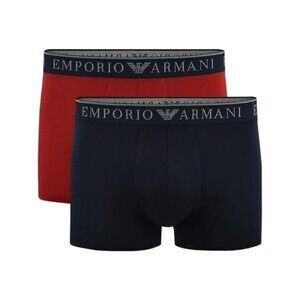 EMPORIO ARMANI Boxer Briefs Mens Large Black Red 2-Pack Cotton Stretch Trunk